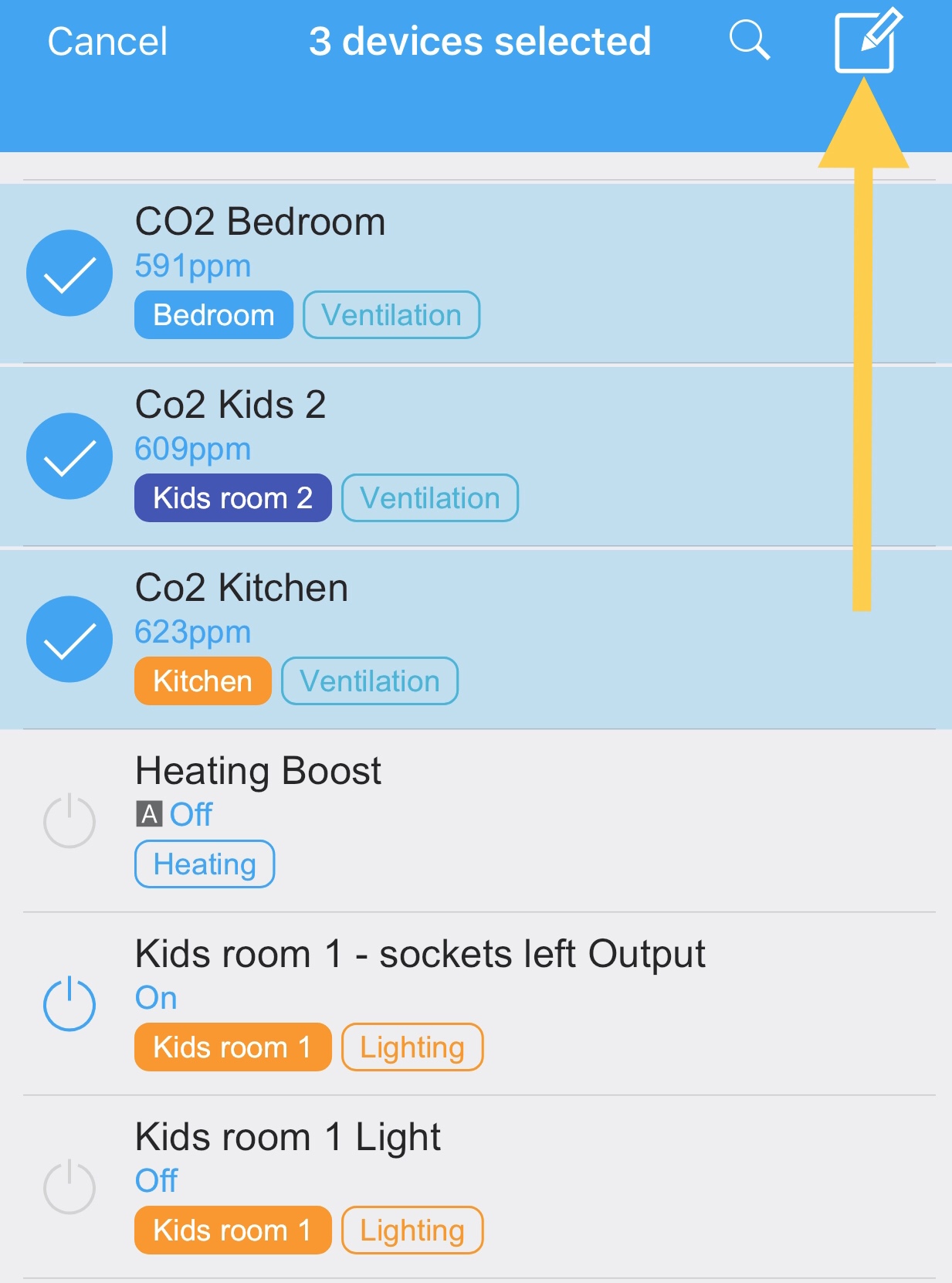 Vstup do režimu výběru