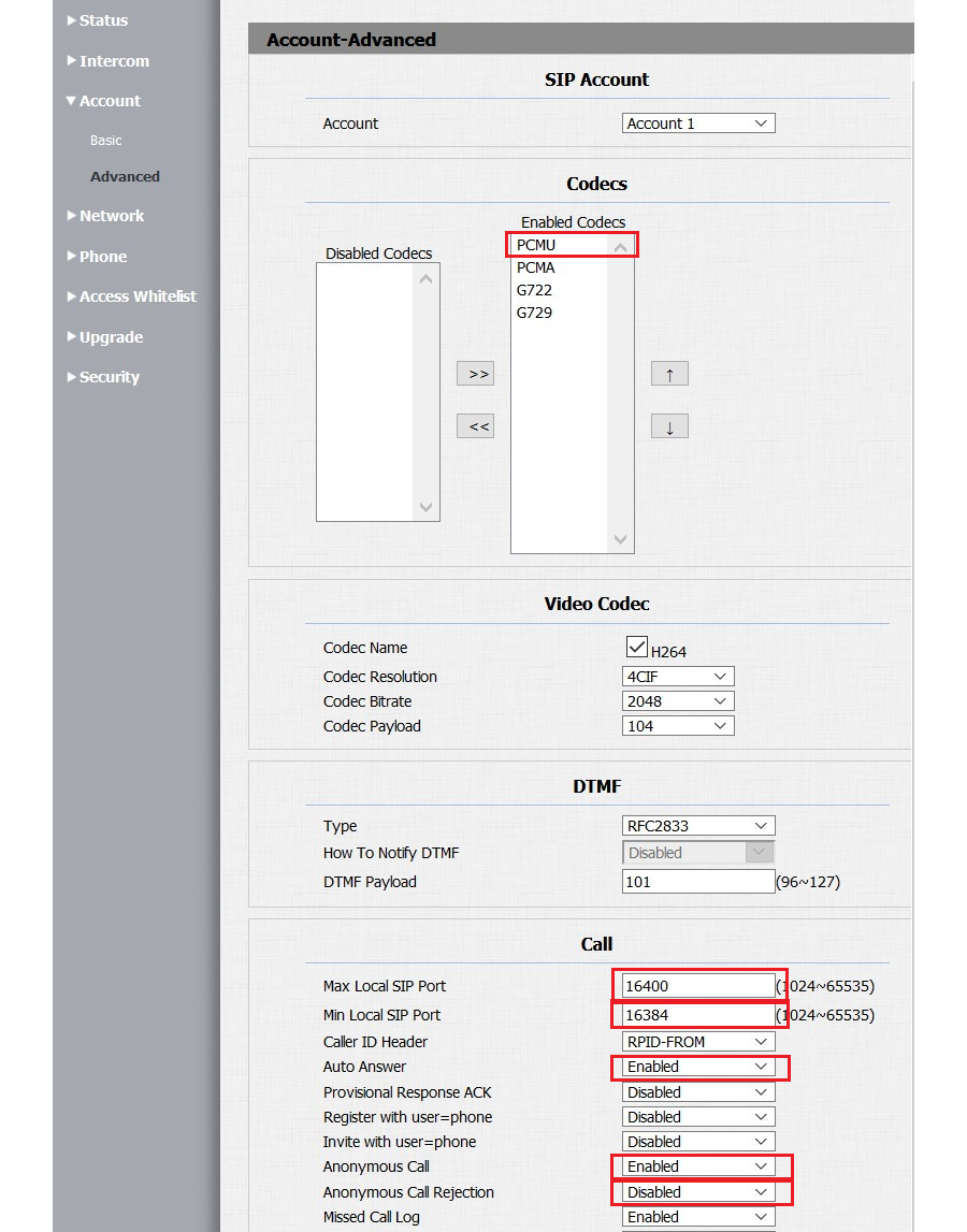 Fiók haladó beállítások