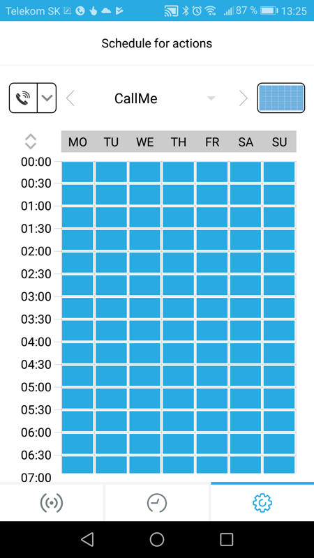 Zrzut ekranu konfiguracji harmonogramu
