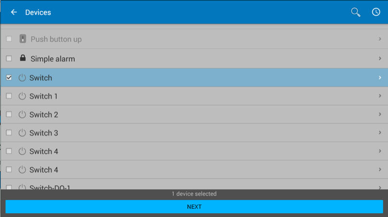 Seznam zařízení TapHome