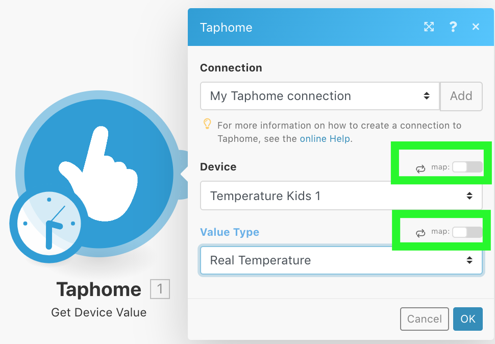Deaktivierung des Kontrollkästchens map