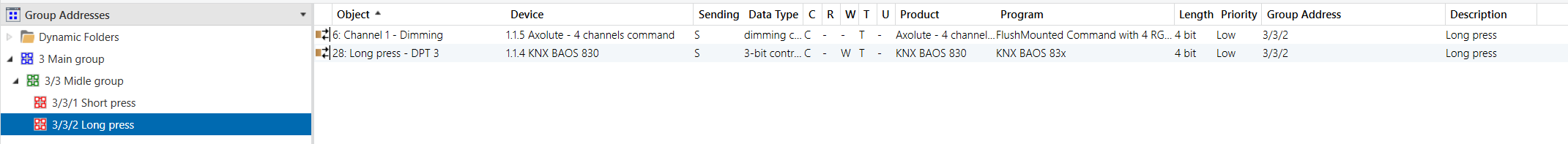 Skupinová adresa dlhého stlačenia