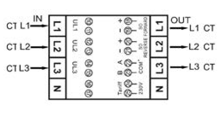 Schéma zapojení Inepro PRO380-CT 3-fázové 3-vodičové Delta