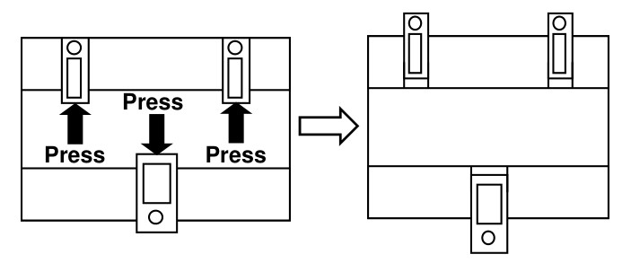 IBOX-MBS-DALI DIN rail mount — EN60715 TH35 standard rail, fixing clips in inward factory position