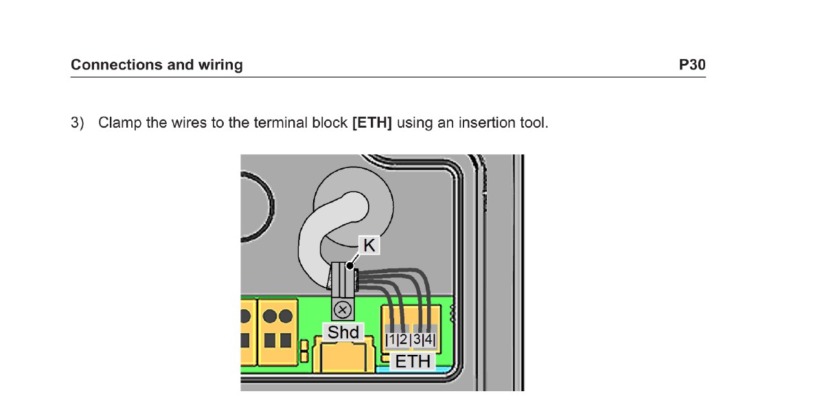 LSA+ Ethernet svorkovnica KEBA KeContact P30 so svorkou tienenia a pozíciami vodičov