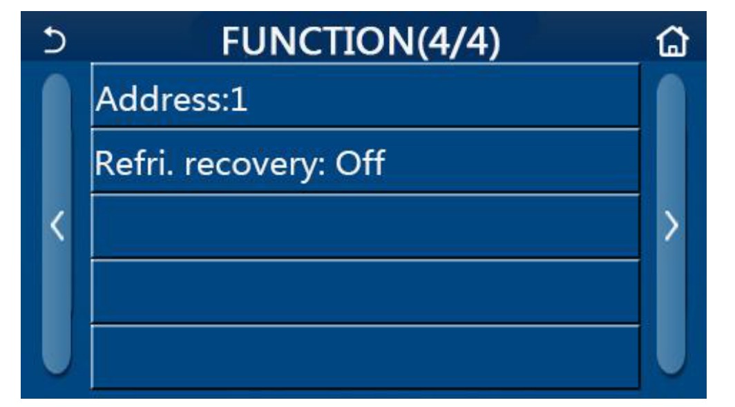 Menu COMMISSION drôtového ovládača Sinclair Ontario pre nastavenie Modbus adresy