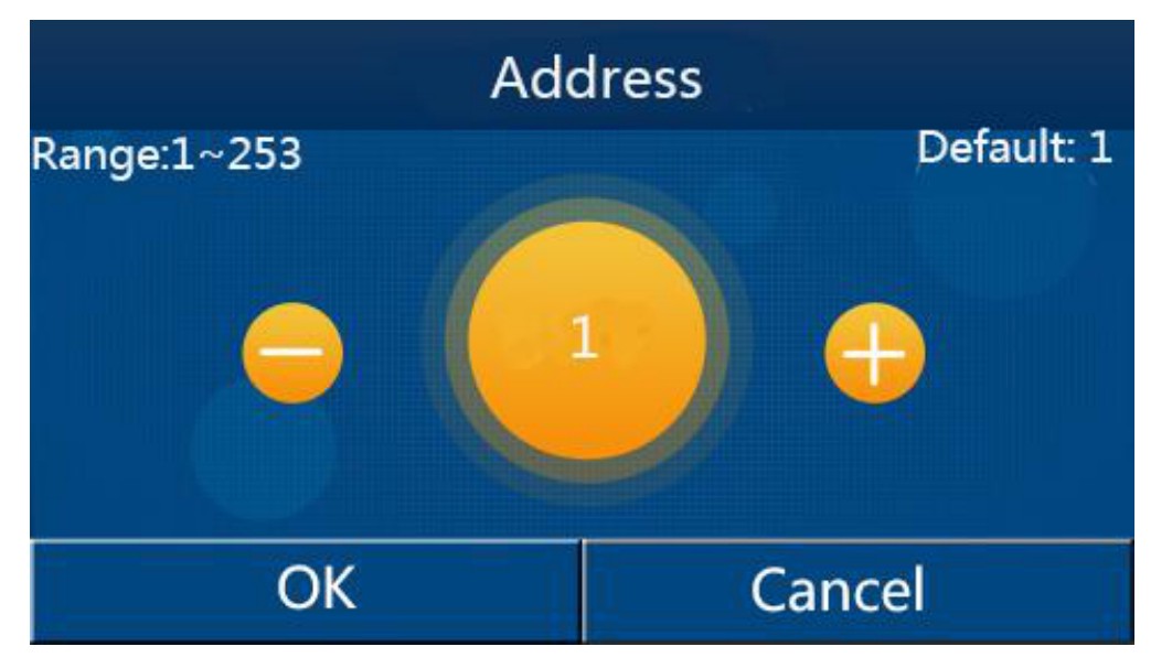 Obrazovka nastavenia adresy Sinclair Ontario s rozsahom 1-253