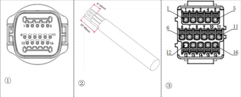 Sofar Solar HYD KTL-3PH COM port 16-pin connector pinout