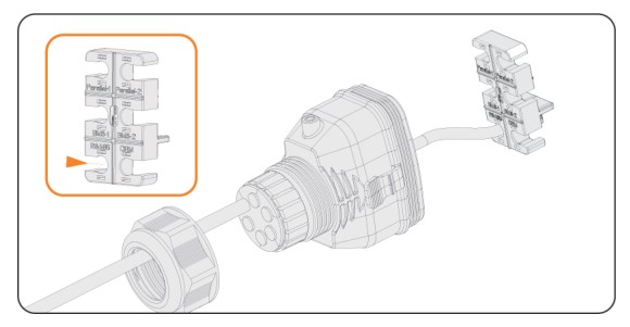 Installing the RJ45 terminal into the RS485 position of the COM 1 cable fixture