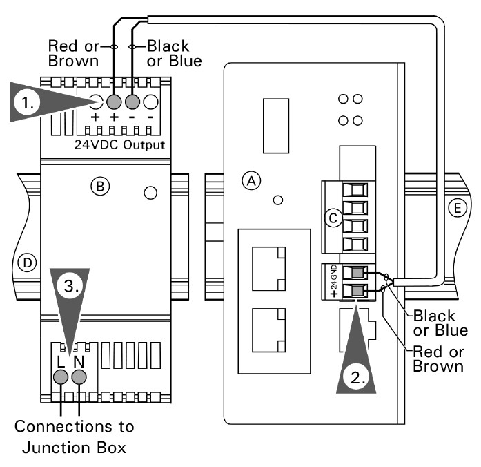 Zapojenie Viessmann Vitogate 300 v rozvodnej skrini CM2 s RS-485 a napájacími pripojeniami